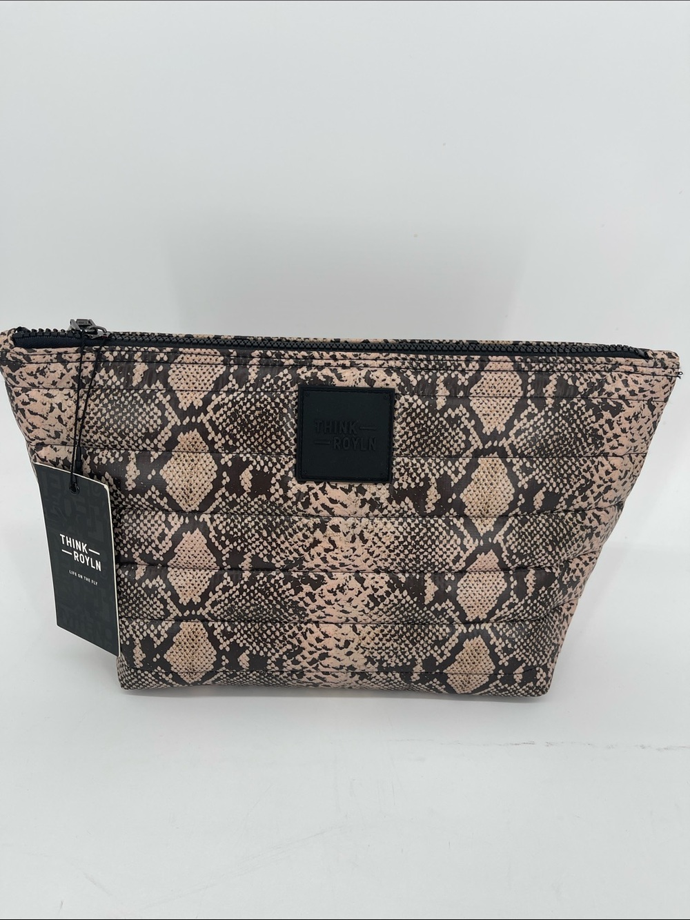 THINK ROYLN Quilted Snake Print Travel Trio Pouches